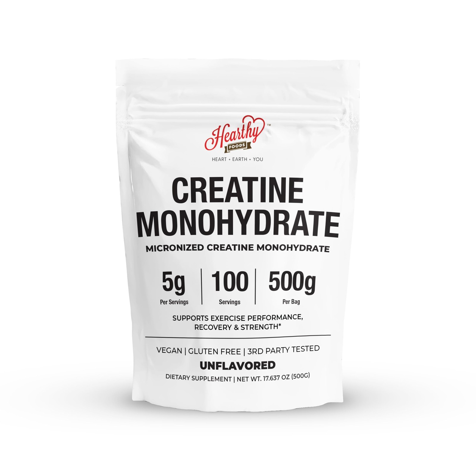 Creatine Monohydrate Micronized Powder 500G  100 Servings, 5000mg Per Serving…