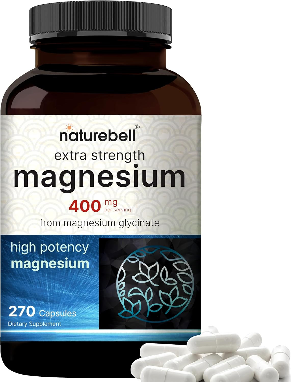Magnesium Glycinate 400Mg Elemental, 270 Capsules | 100% Chelated for High Absor
