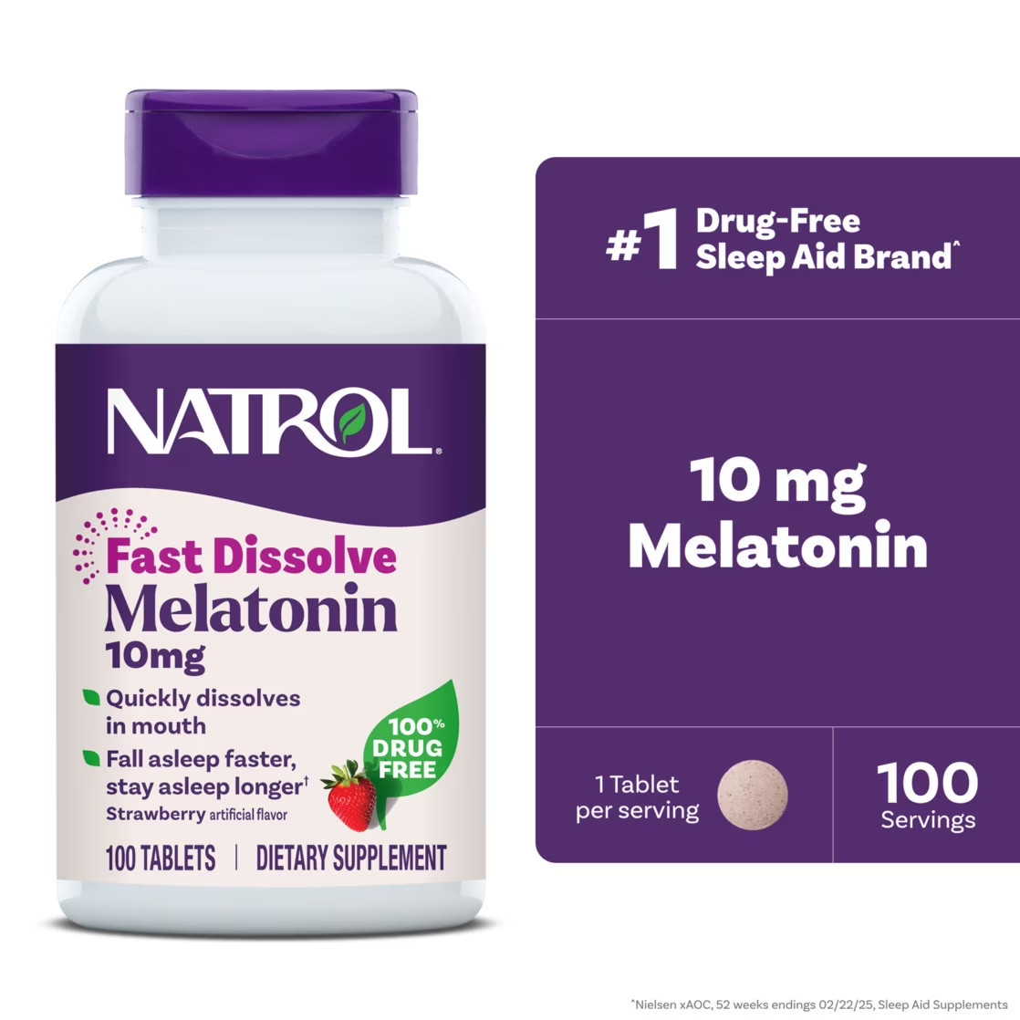 Sleep Melatonin Fast Dissolve Tablets,Nighttime Sleep Aid,Strawberry Flavor,10mg