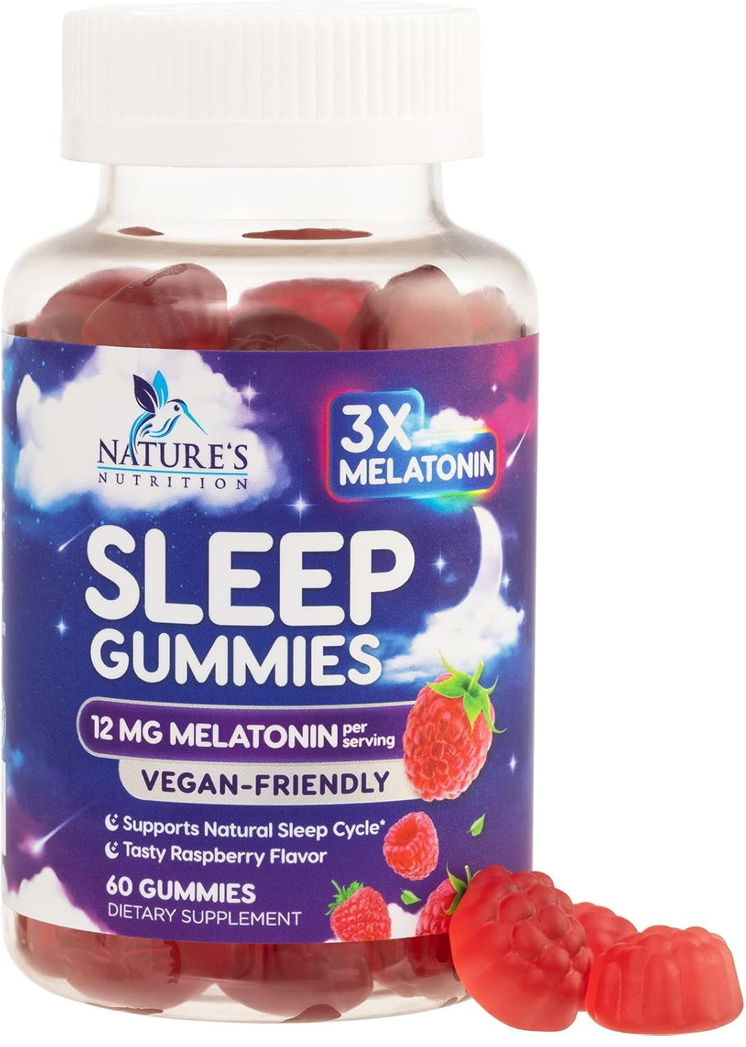 Melatonin Sleep Gummies 12mg – Extra Strength Sleep Support Melatonin Gummy for
