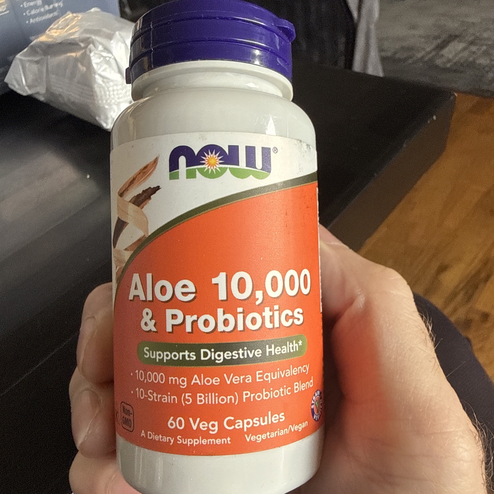 Now Foods Aloe 10 000  Probiotics 60 Veg Capsules GMP Quality Assured, Vegan,