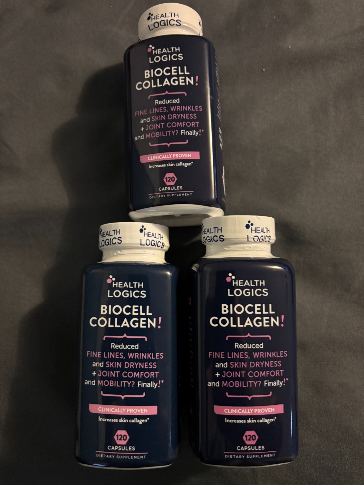 3 BOTTLES Health Logics Joint & Skin Care Supplements BioCell Collagen