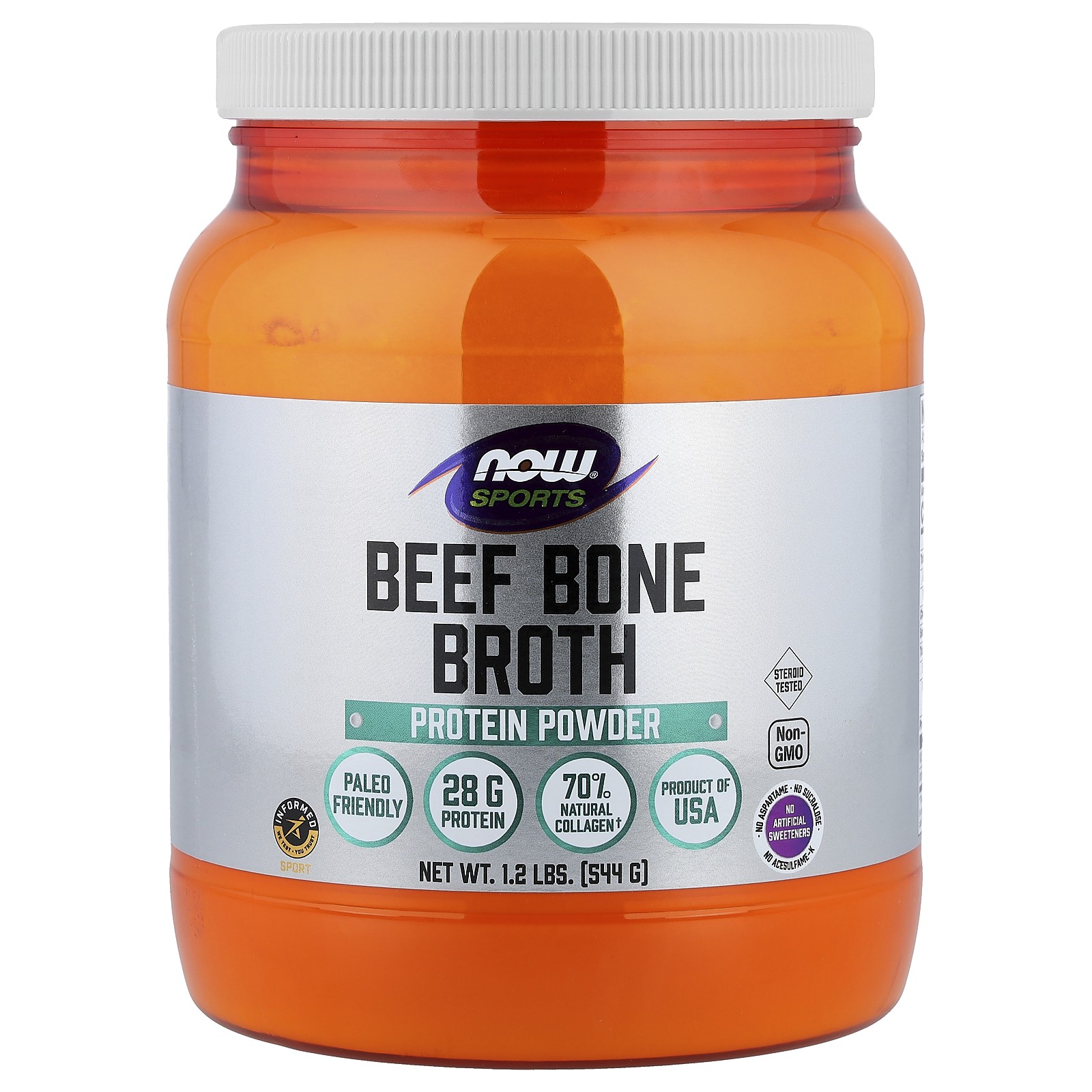 Now Foods Beef Bone Broth Protein Powder 1.2 lbs, 544 g