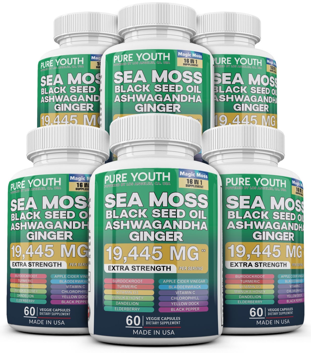 6 x Dynamic Vitality Bundle – Sea Moss Multivitamin & Shilajit Power Combo USA