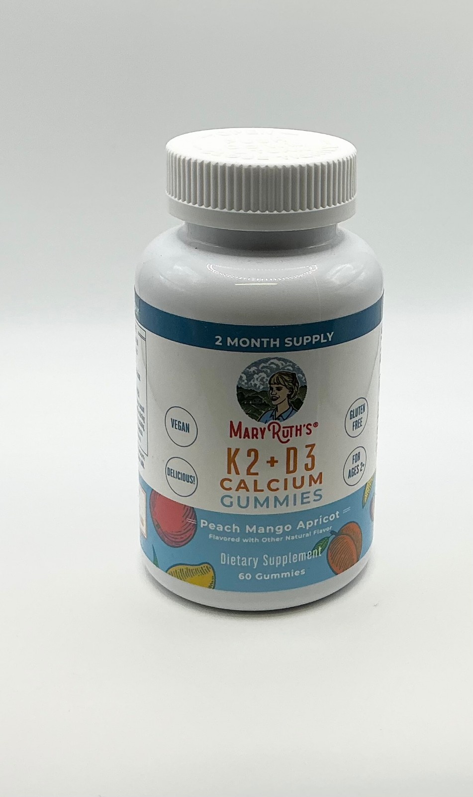 Mary Ruth’s K2 + D3 Calcium Gummies  Peach, Mango & Apricot 60 Gummies