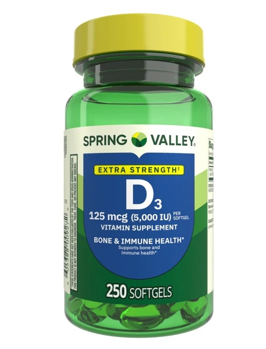 Spring Valley Vitamin D3 Supplement Softgels – 5000iu (250 Count)