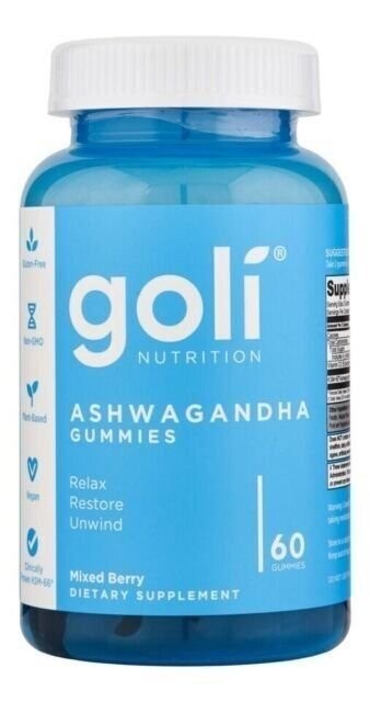 Goli Ashwagandha Vitamin D Gummies, Mixed Berry Gummies, 60ct, 09/25