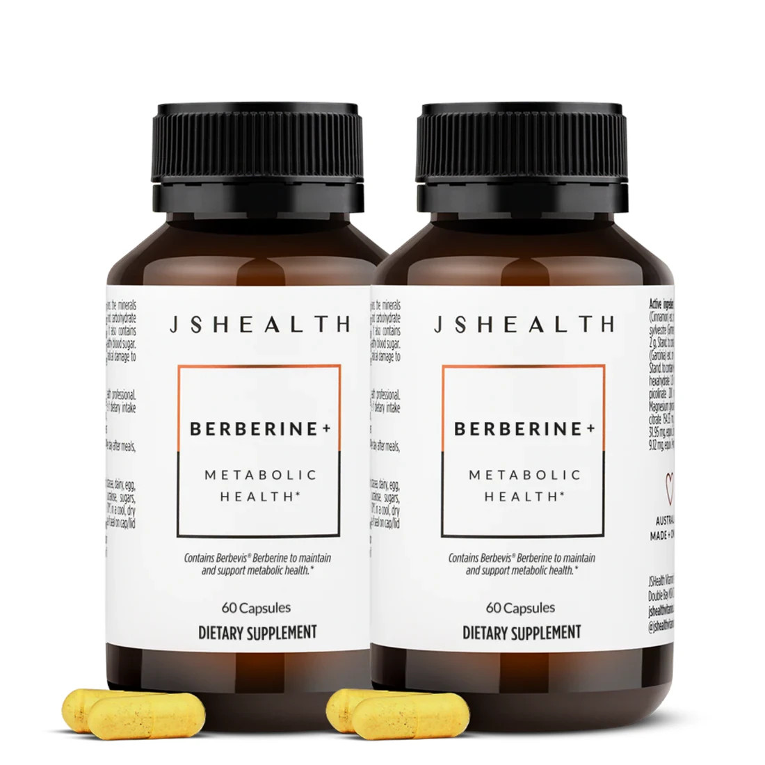 2 Pack- JSHealth Vitamins Berberine+ Formula—Berberine Supplement – 120 Capsules