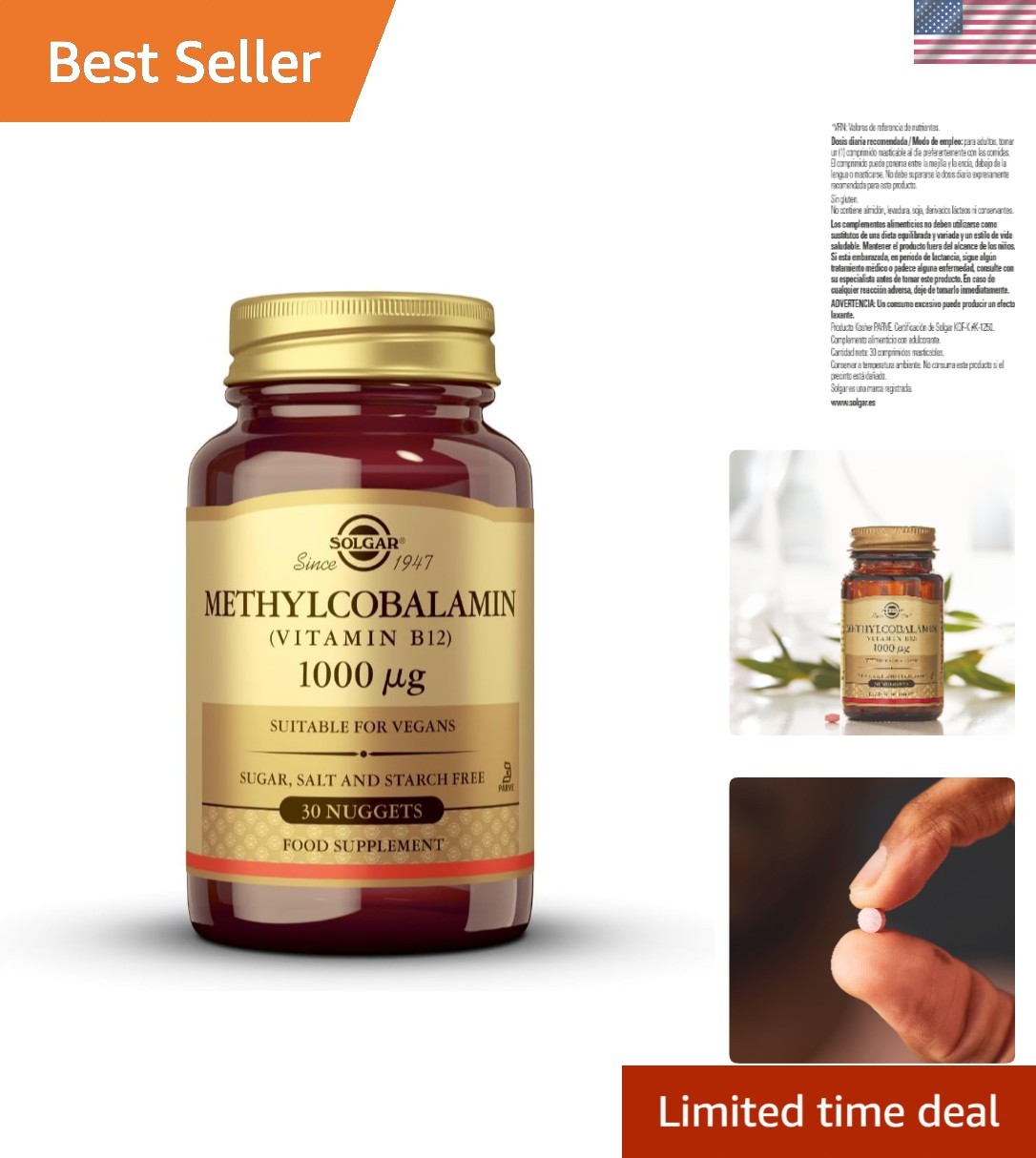1000 mcg Methylcobalamin B12 Nuggets – 30 Count for Enhanced Energy and Wellness