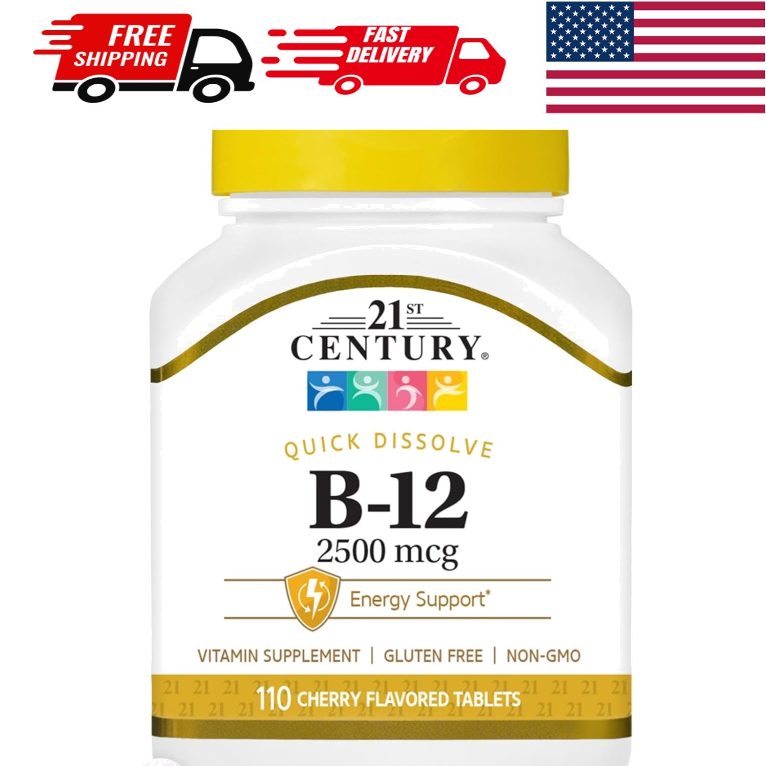Essential Sublingual B12 Tablets 2500 mcg – 110 Gluten-Free Cherry Capsules
