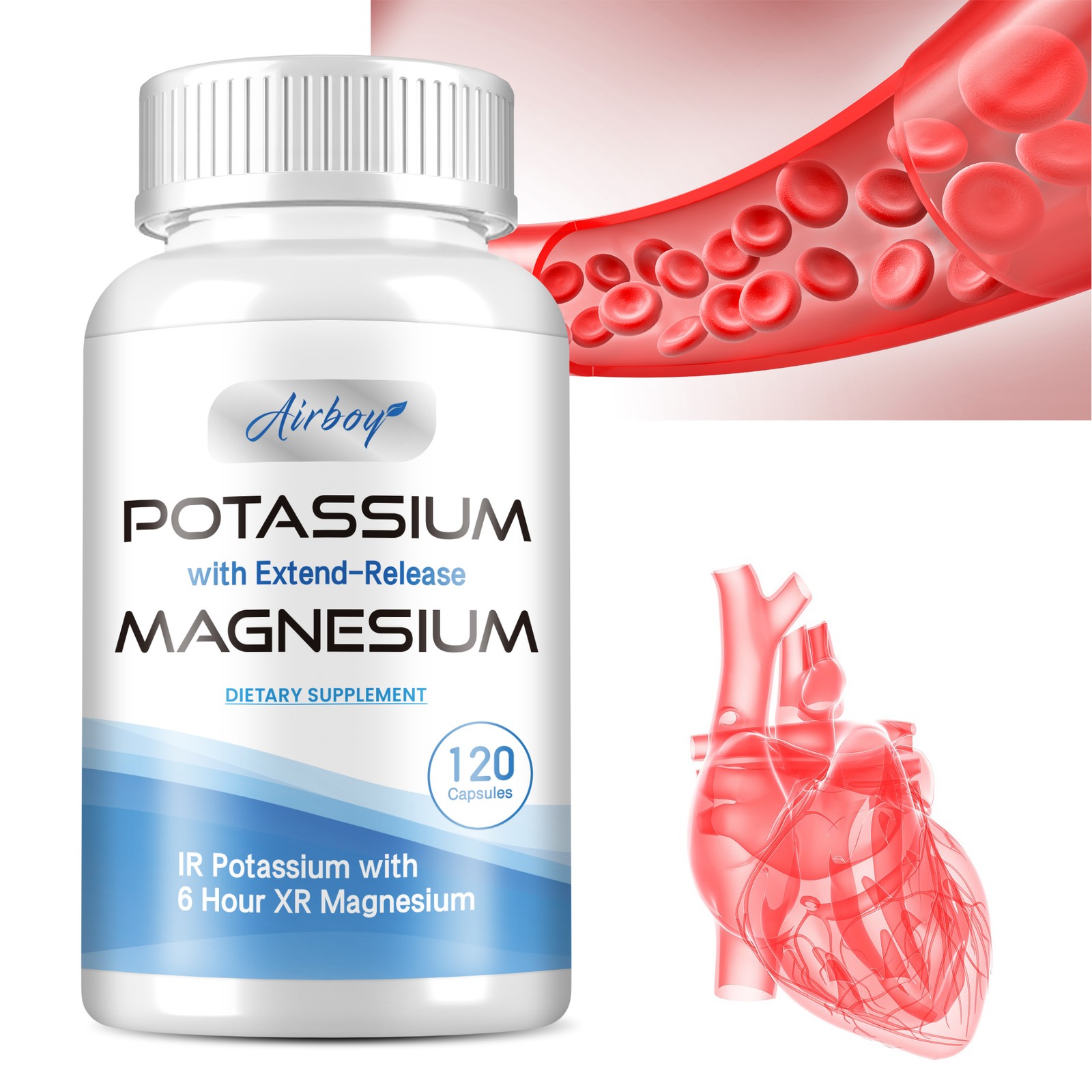 Potassium + Magnesium – Supports Blood Pressure and Heart Health, Muscle Health.
