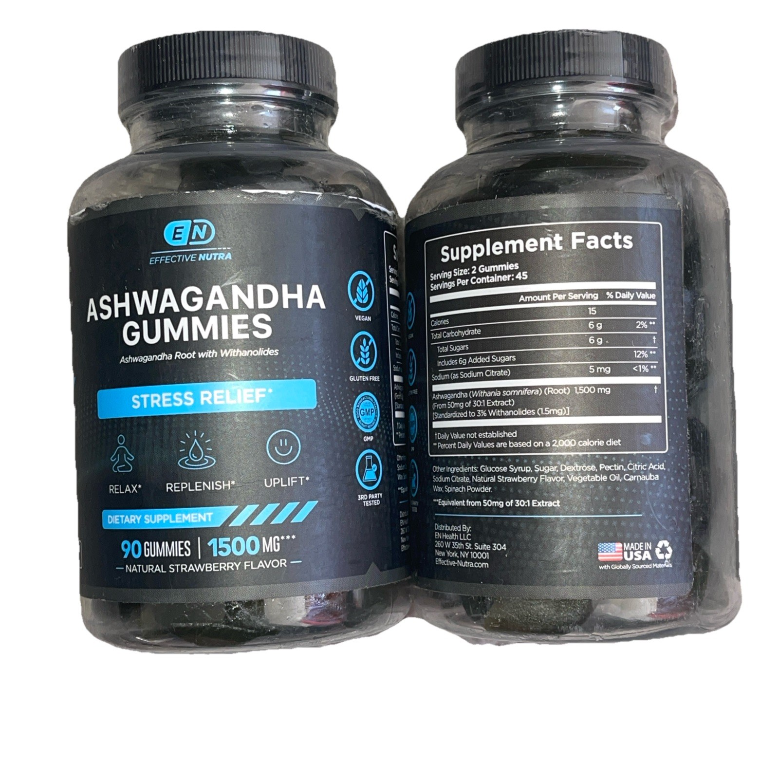 (2) Effective Nutra Ashwagandha Gummies Stress Relief 90 Gummies Each 12/24 Exp