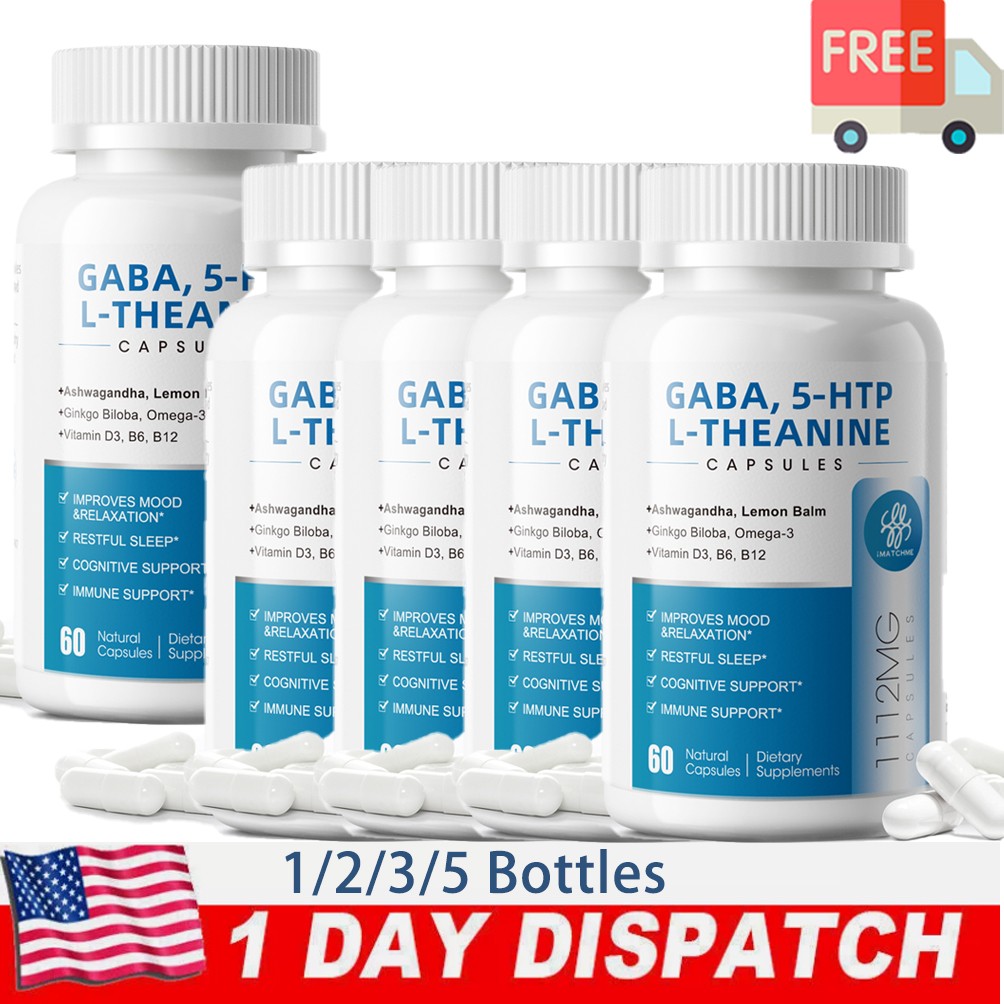 1-5x Gamma Aminobutyric Acid 750Mg& L-Theanine Ashwagandha for Sleep Capsules