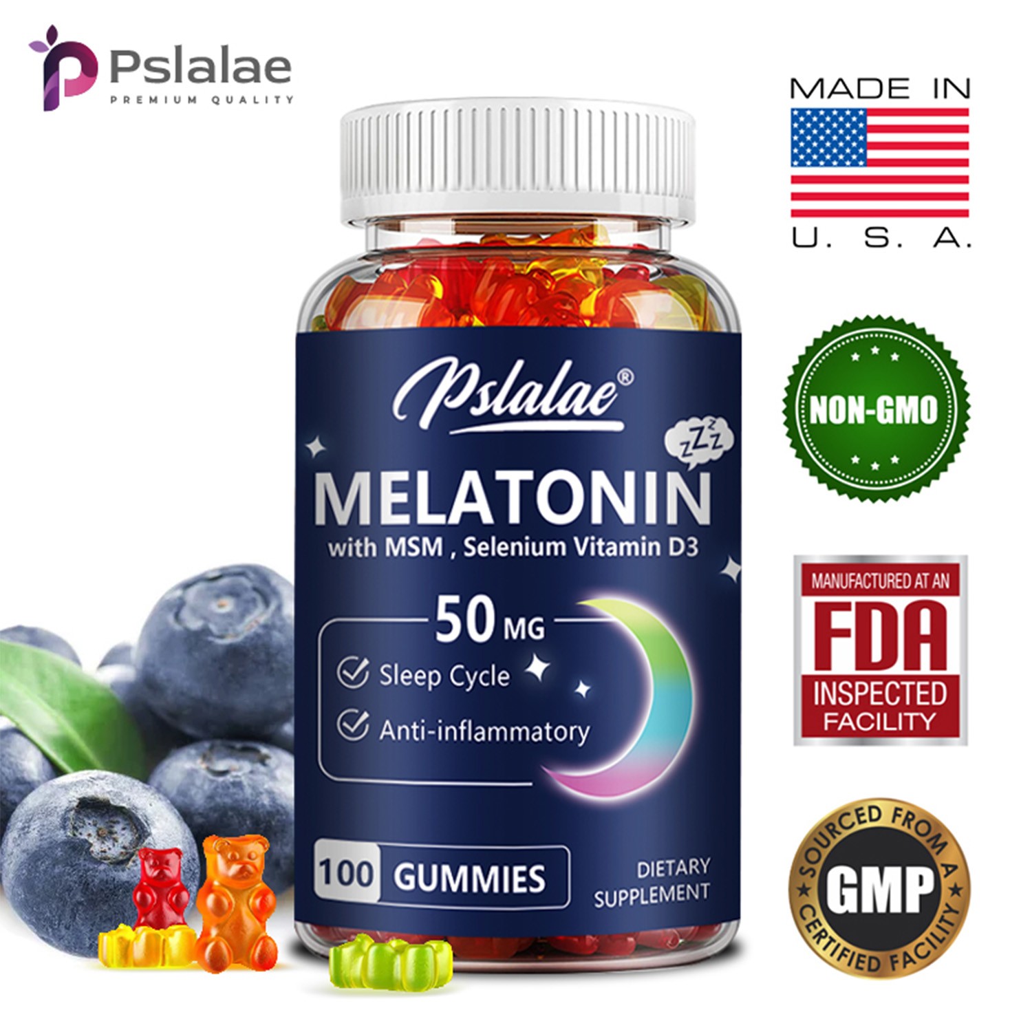 Melatonin 50mg – Improve Sleeping, Fall Asleep Faster, Extend Sleep Time 100pcs