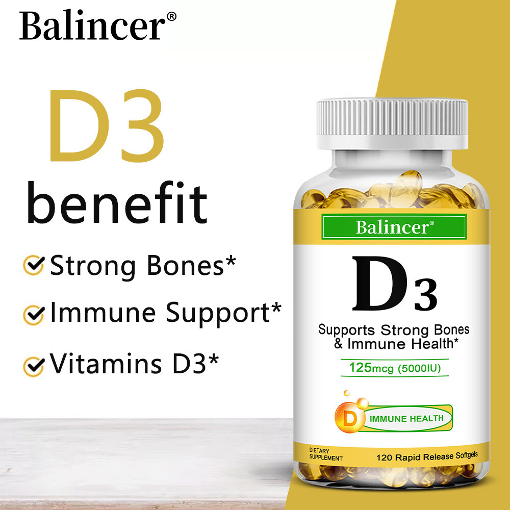 Vitamin D3 Softgels Capsules – Extra Strength D3 Supplements with 5000 IU 30-120