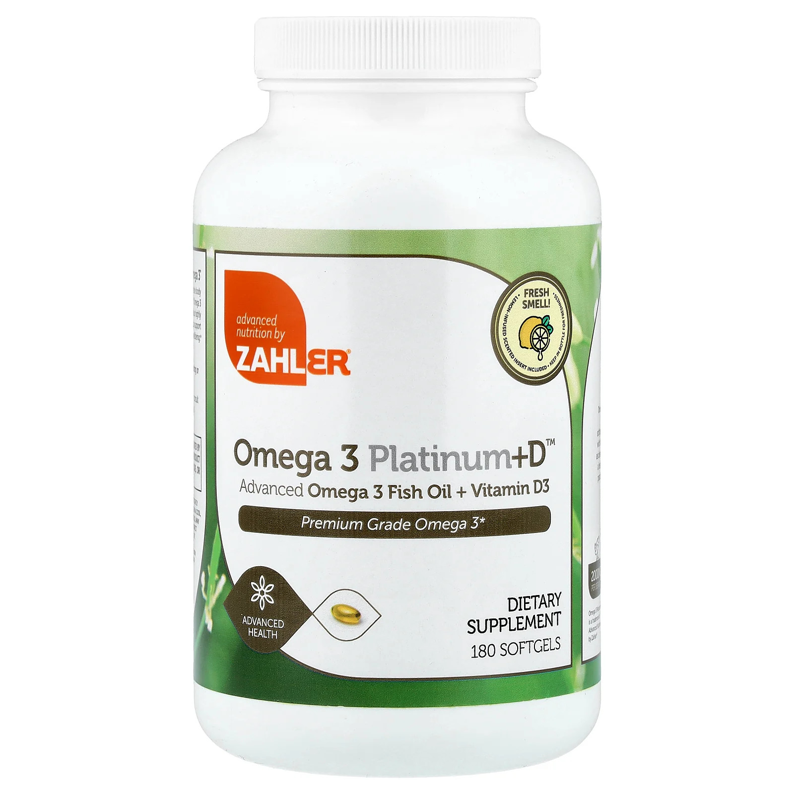 Omega 3 Platinum+D™, Advanced Omega 3 Fish Oil + Vitamin D3, 180 Softgels