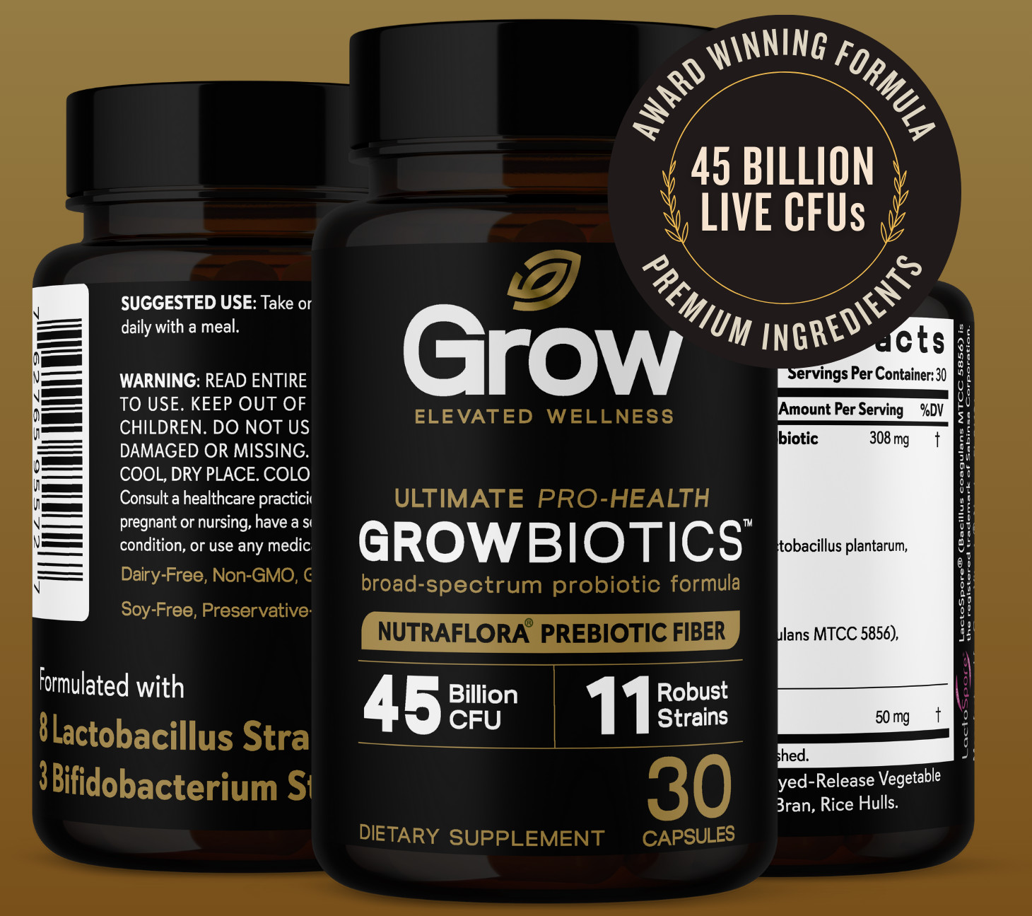 PRO45 Probiotics 45 Billion CFU 11 Strains – Gut & Immune Health w/Prebiotics