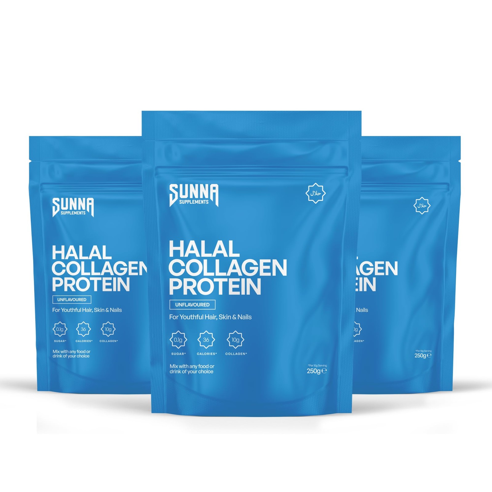 Grass-Fed Halal Collagen Pack of 3 – I & III Hydrolyzed Bovine Peptides for J…
