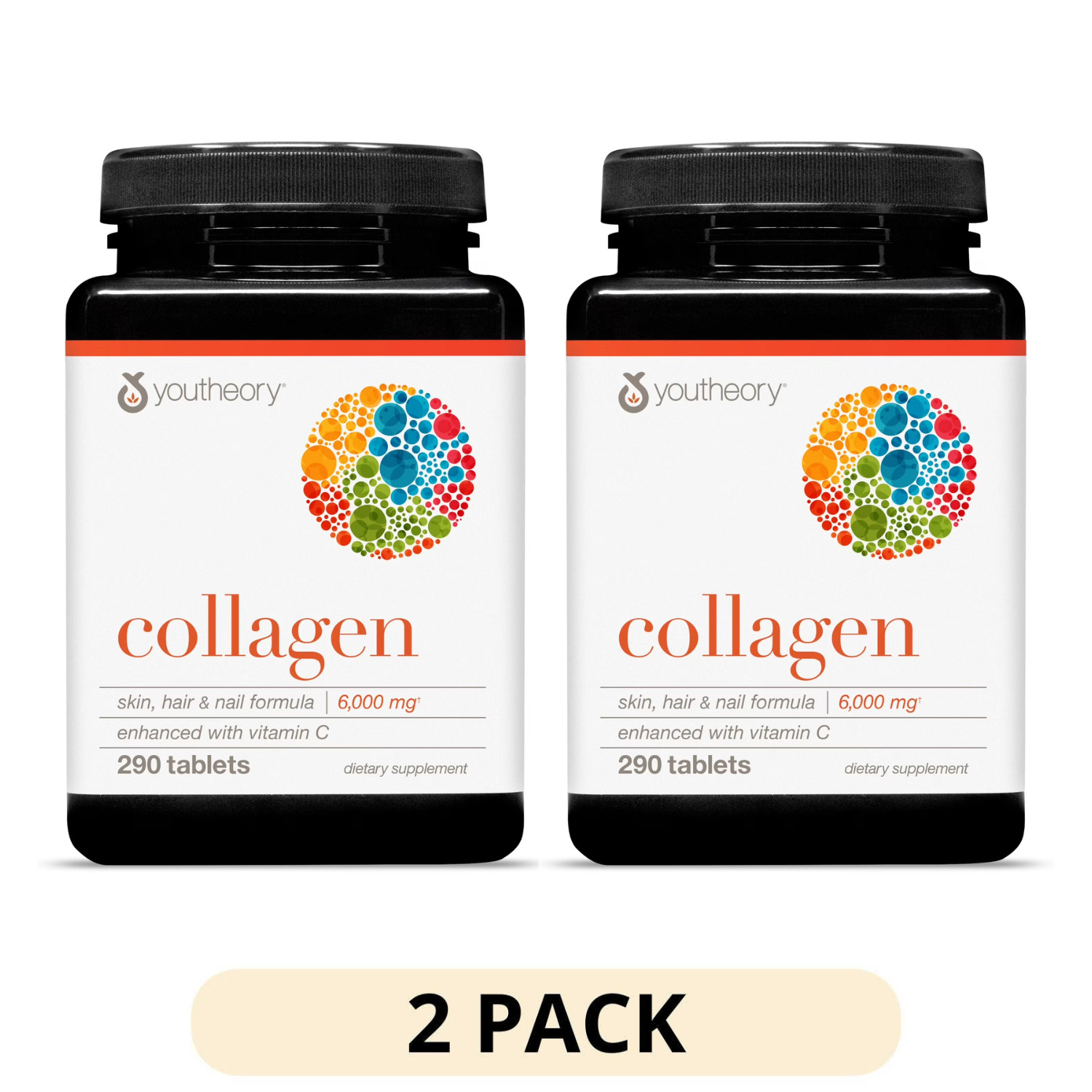 2 Pack Collagen Advanced 6000mg 290 Tablets Youtheory Beauty Joint Support
