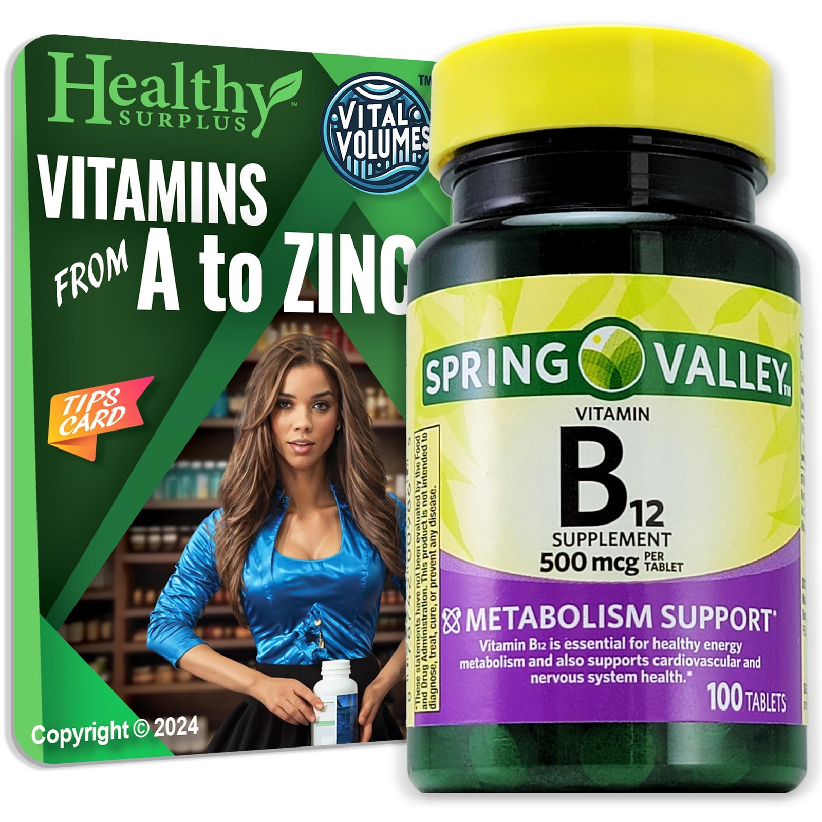 Healthy Surplus Vitamin B12 Supplement Tablets 500 mcg 100 Count (Pack of 1)