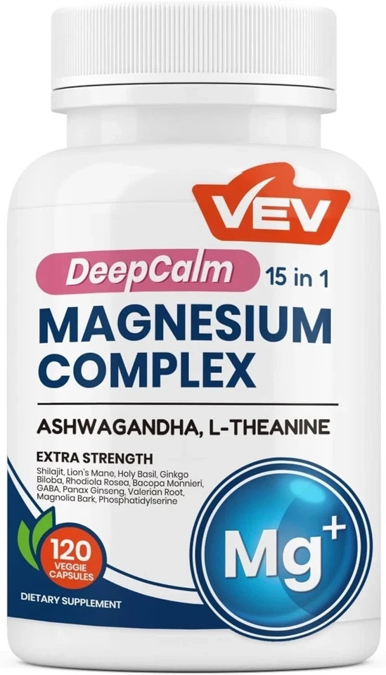VEV DeepCalm 15 in 1 Magnesium Glycinate & Citrate Complex Capsules++