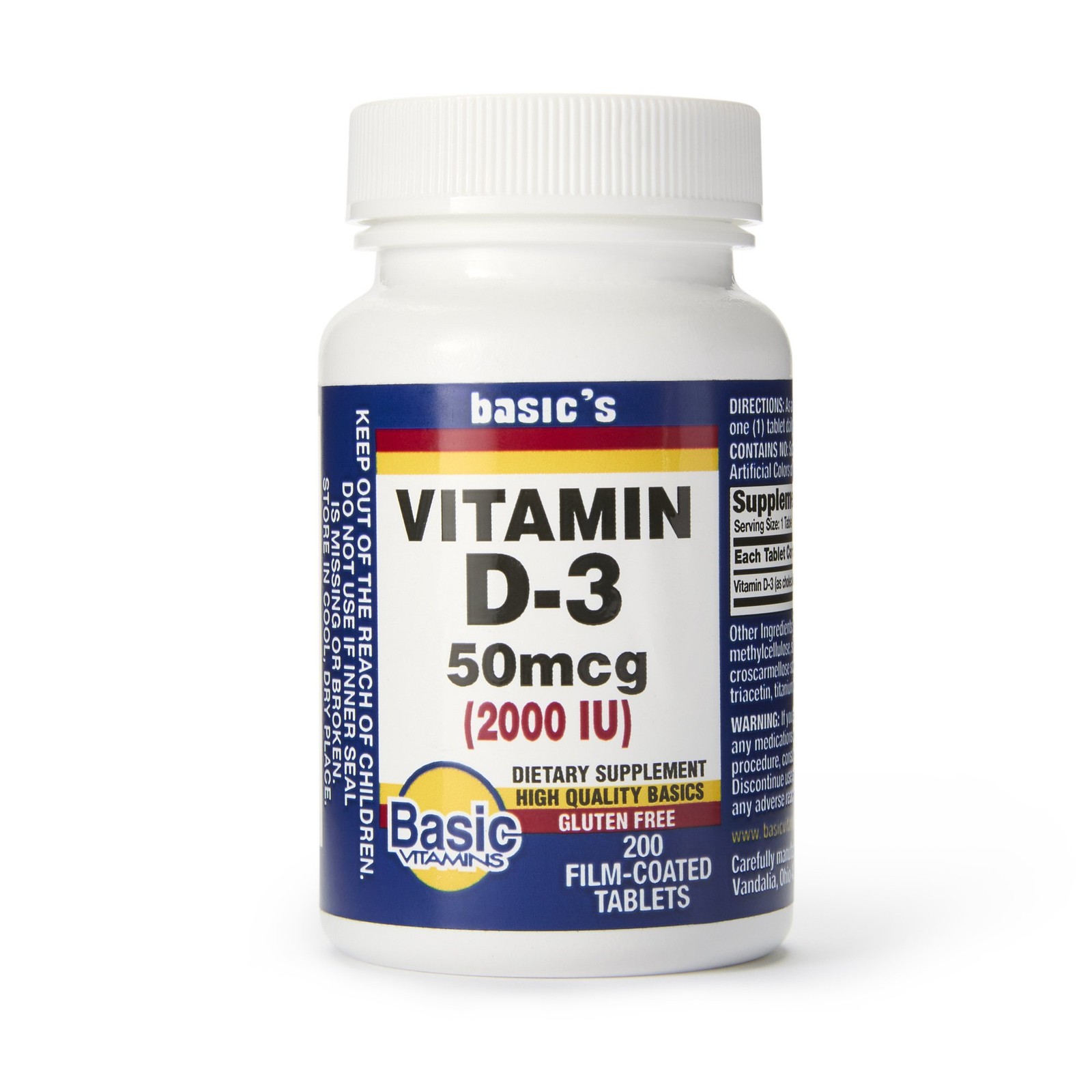 Basic’s Vitamin D Tablet 30761016840 1 Bottle  200 per Bottle