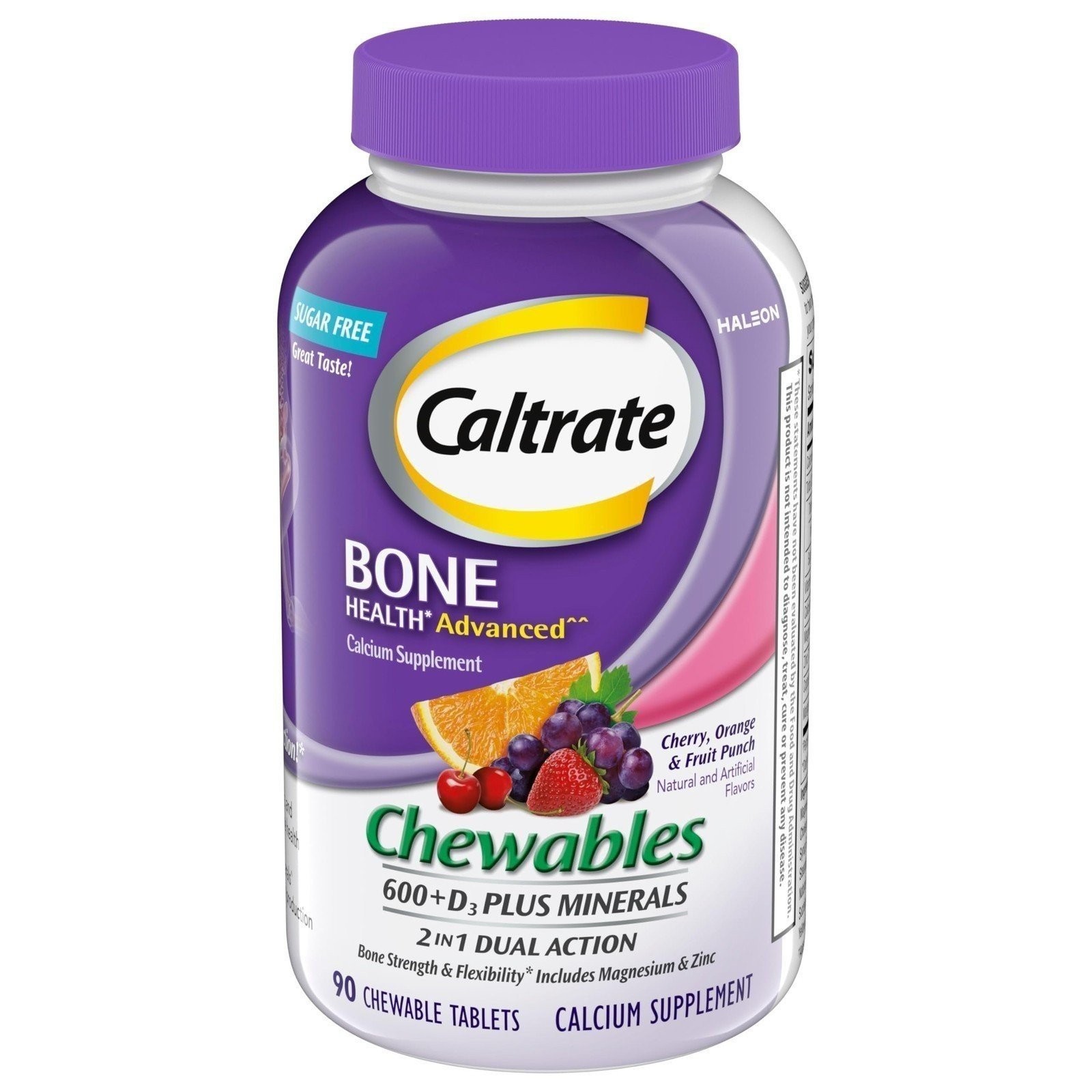 Caltrate Chewables 600 +D3 Plus Minerals Calcium and Vitamin D, Sugar Free,…