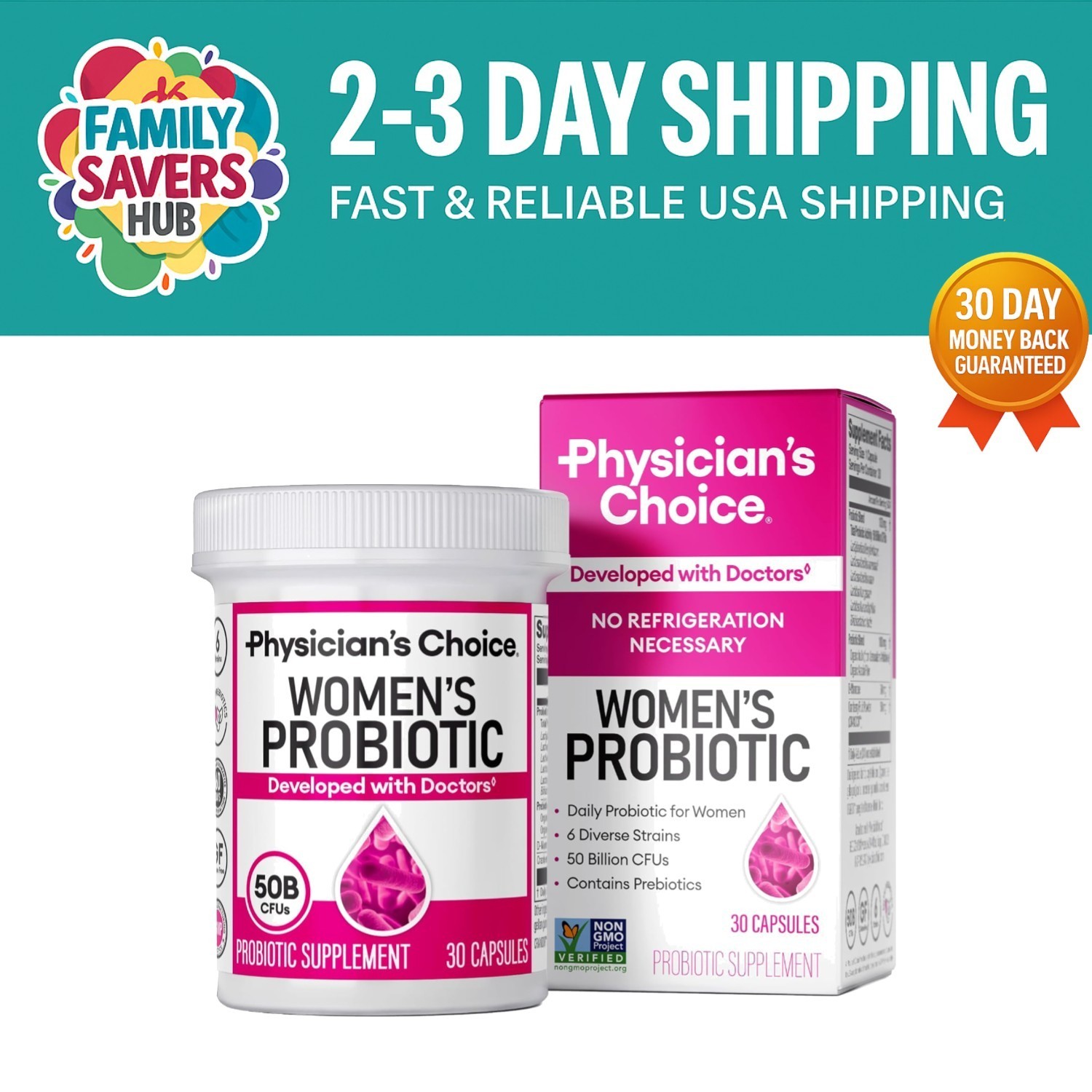 Organic Women’s Probiotics – Digestive Aid with Cranberry Extract – 30 Capsules+