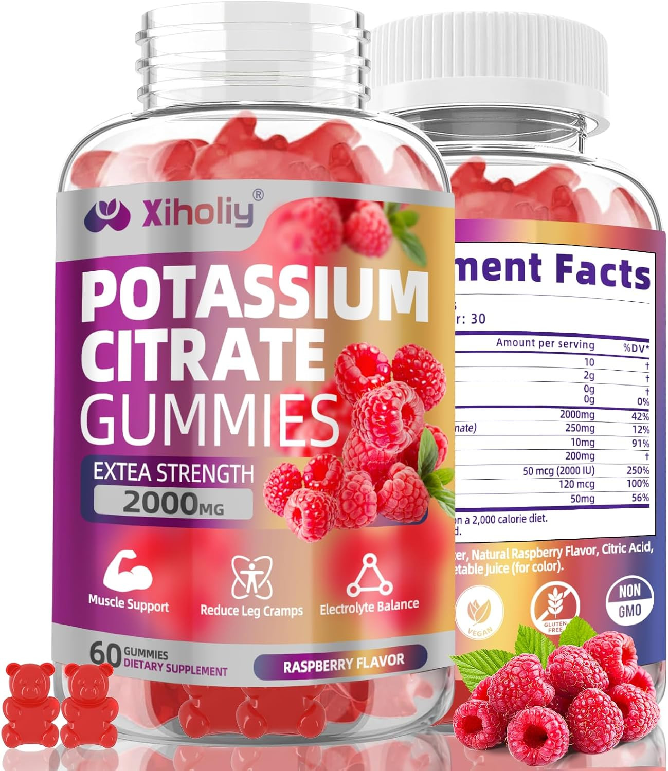 Potassium Citrate Gummies 2000Mg, High Potency Electrolyte Gummies, Potassium Su