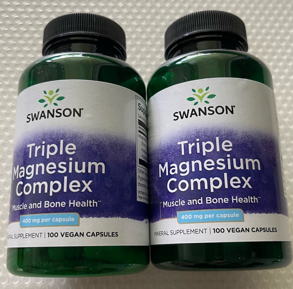 2 Pack Triple Magnesium Complex 200 Vegan Caps 400 mg Nerve, Muscle, Bone Health