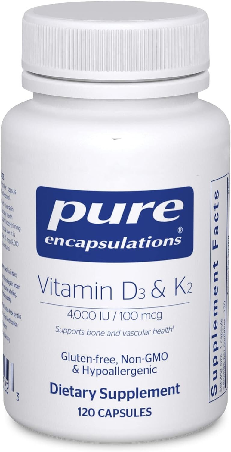 Pure Encapsulations Vitamin D3 & K2 – Bone & Heart Support – 120ct Exp 01/27