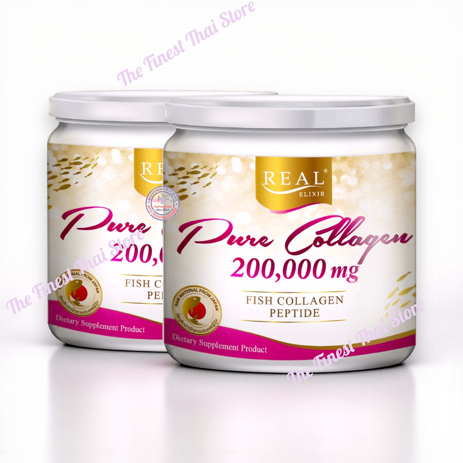 Real Elixir Pure Collagen 200,000mg Fish Collagen Peptide : 200g x 2 Boxes