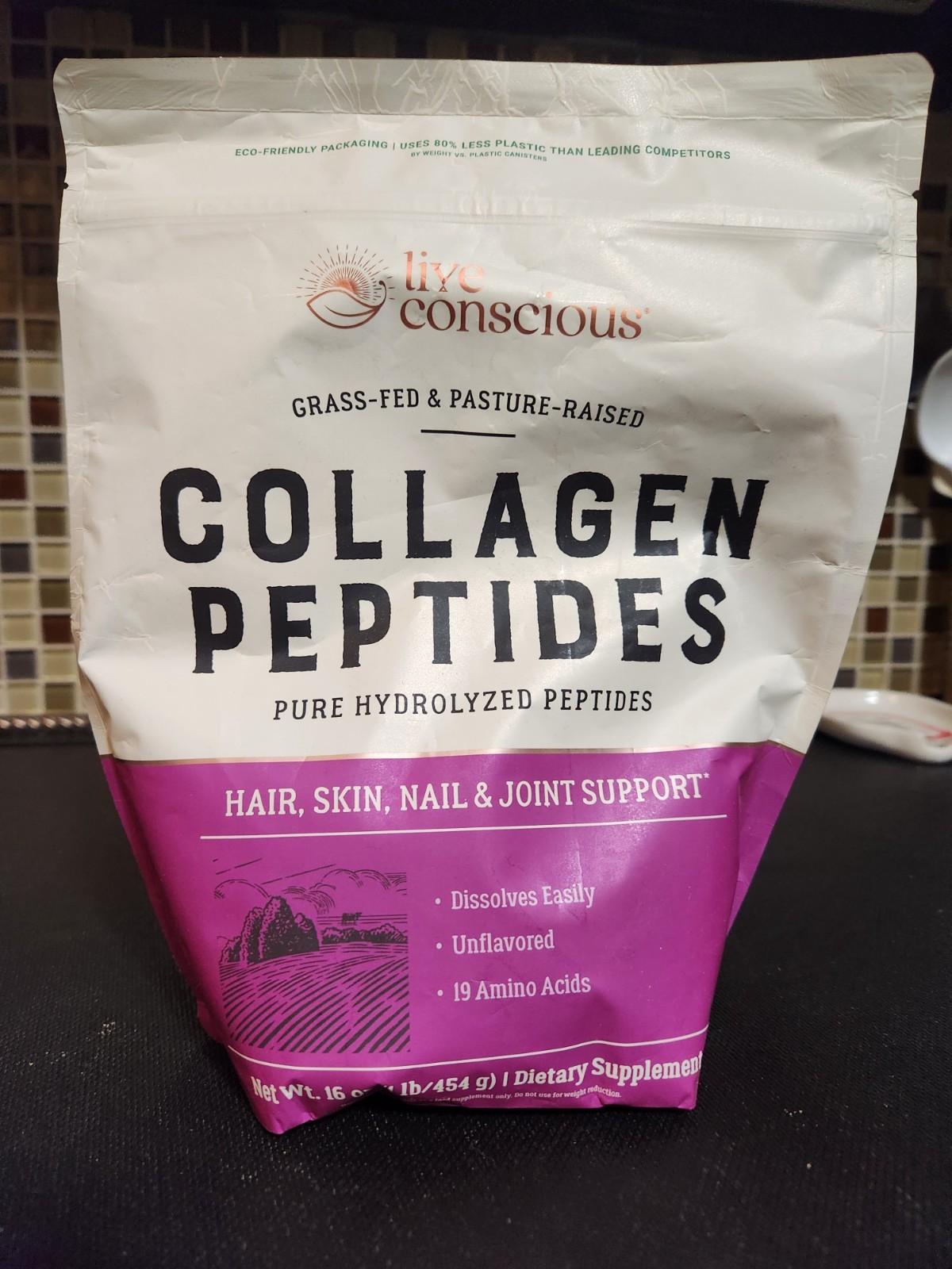 Live Conscious Collagen Peptides Unflavored 1lb Bag – 3 bags available