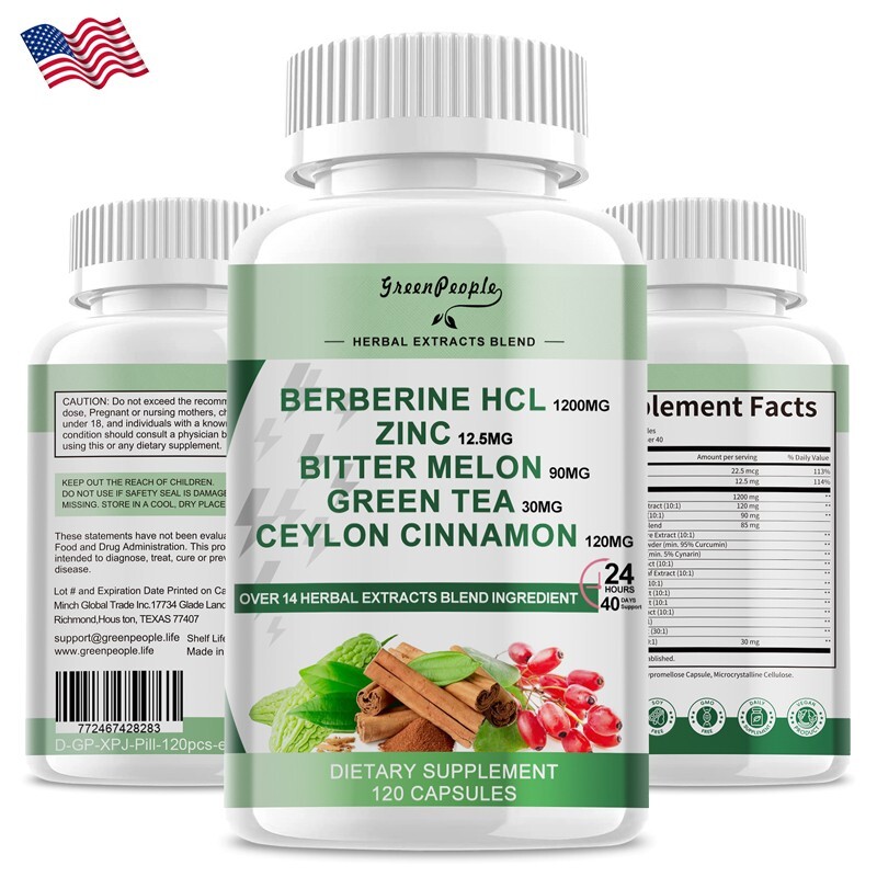 Premium Berberine 1200mg 120 Capsules +Ceylon Cinnamon, Berberine Immune System