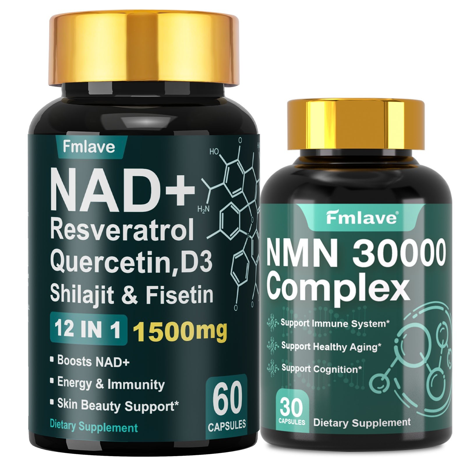 2 PACK NAD+ NMN Supplements Enhance Muscle Anti Aging Focus Booster 90 Capsules