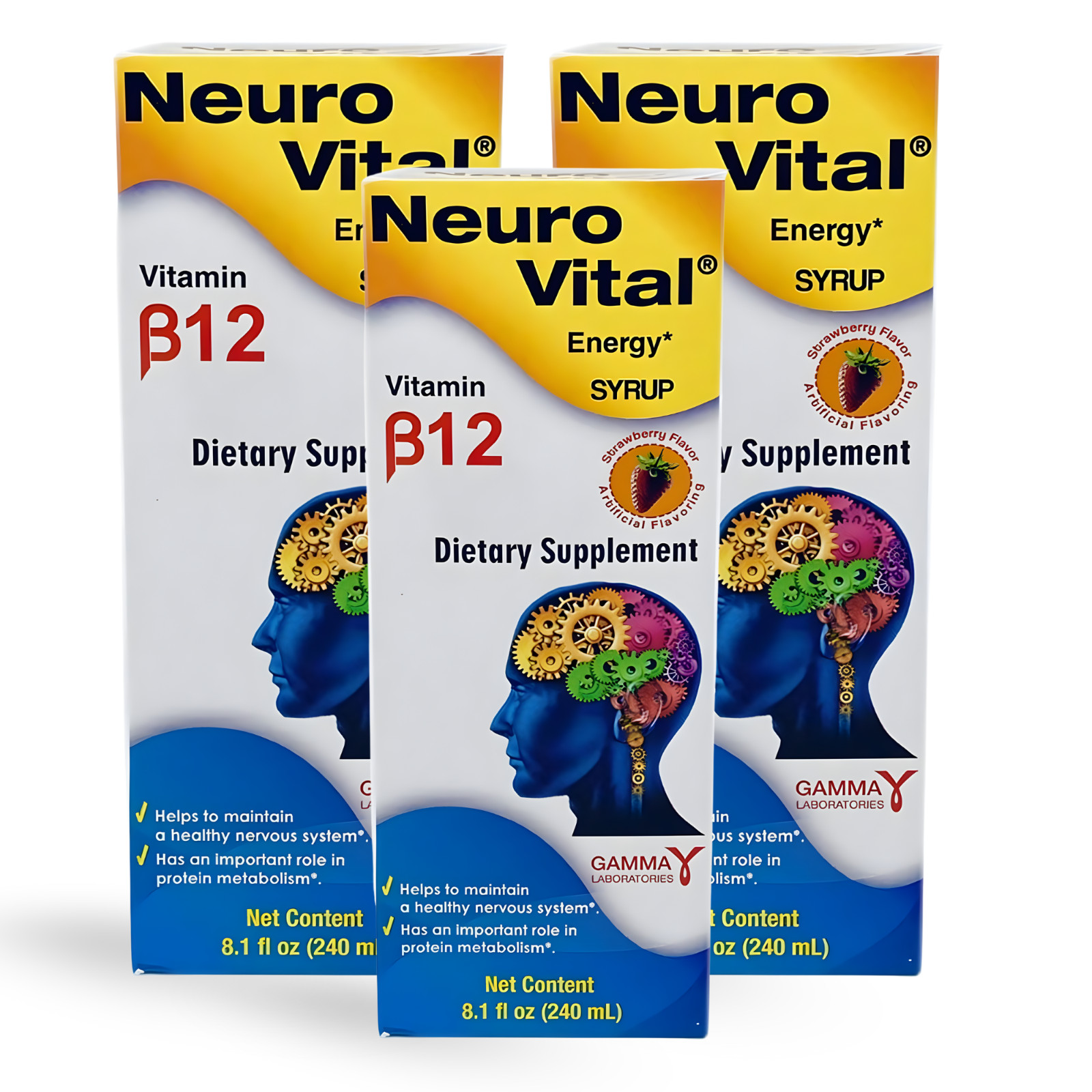 Neuro Vital Energy 8.1 fl oz – Vitamin-Enriched B12 Syrup (3-Pack)