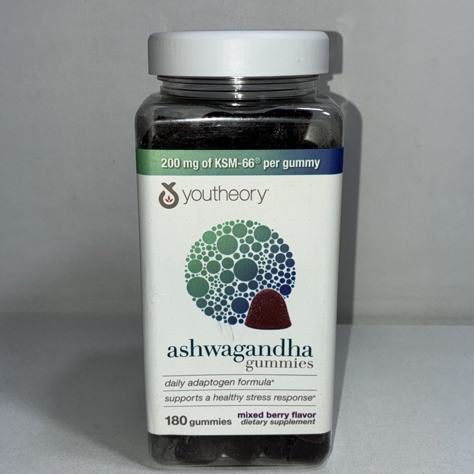 YouTheory Ashwagandha Gummies 180 Gummies Mixed Berry Sealed Slightly Damaged Ou