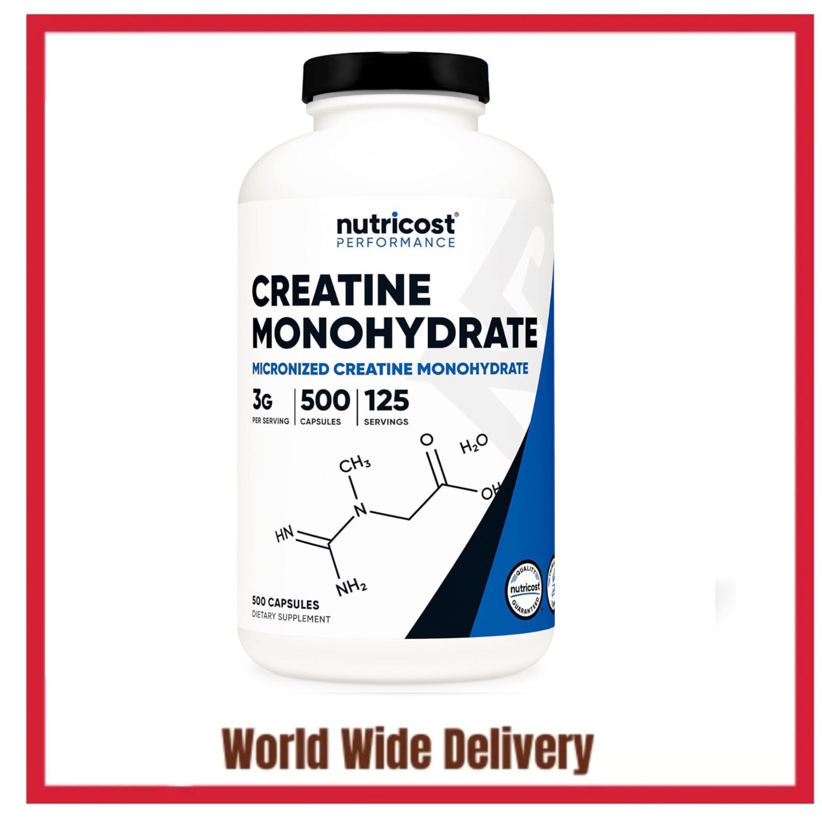 Nutricost Micronized Creatine Monohydrate 3,000mg 500 Capsules, 125 Servings, 75