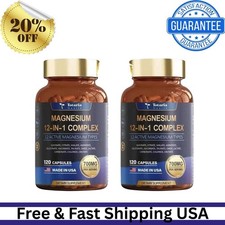 Magnesium 12 in 1 Complex 700mg – Dietary Supplement 120 Capsules, 2-piece Set++