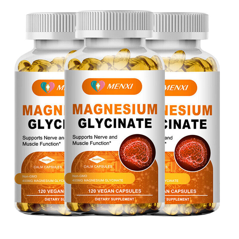 Magnesium Glycinate 400mg, 3 X 120 Sleep Support Capsules, Gluten Free & Non-GMO
