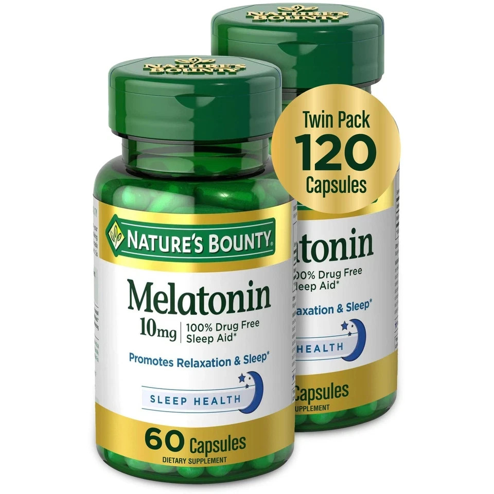 Nature’s Bounty Melatonin 10 mg Sleep Aid Capsules, 60 Ct (Twin Pack, 120 Total