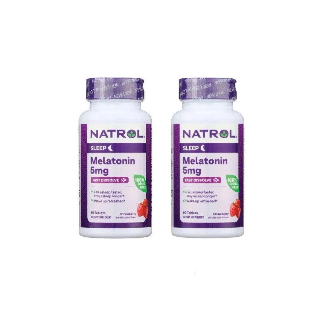 2 Pack Natrol Melatonin Fast Dissolve – Strawberry 5 mg 90 Tabs
