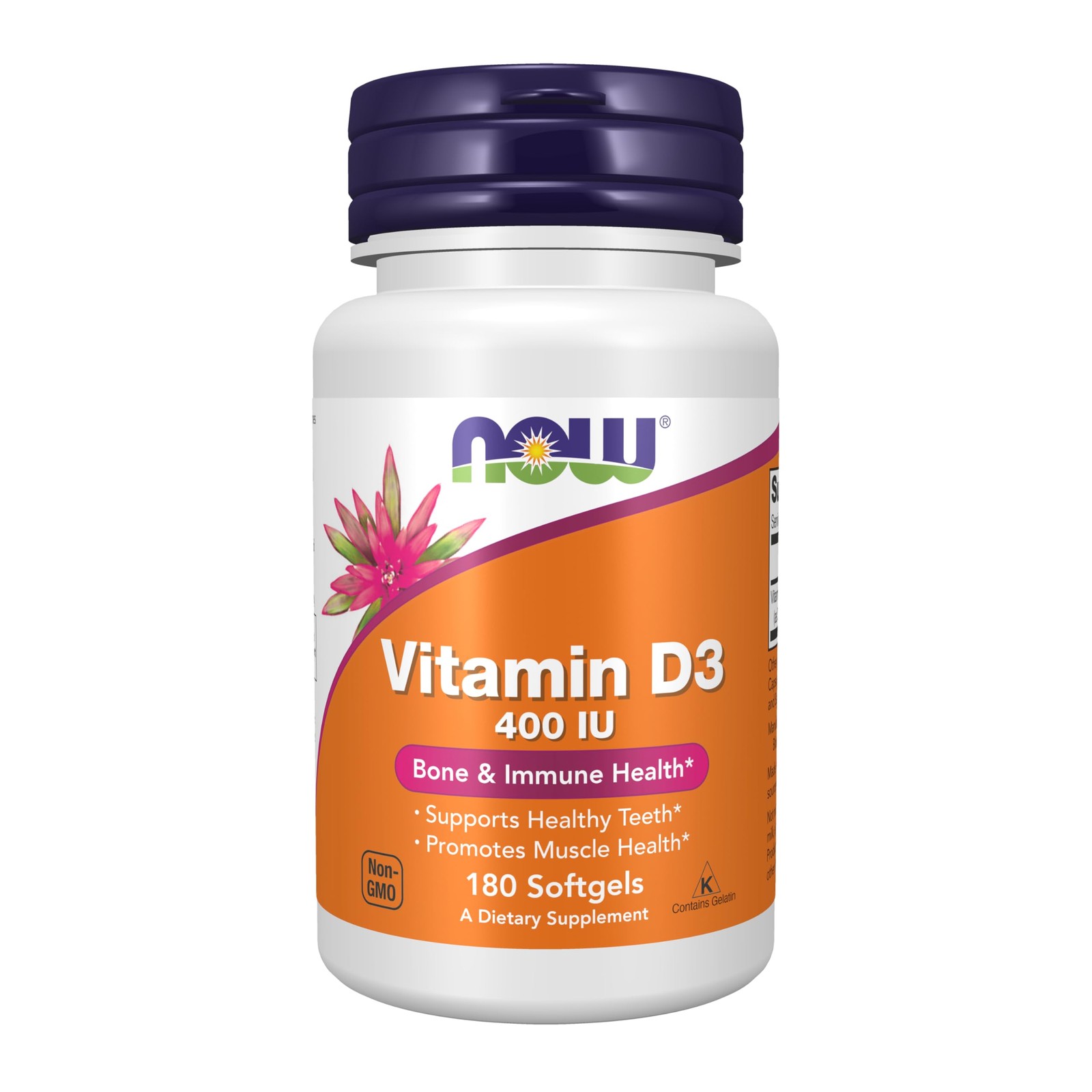 NOW Supplements, Vitamin D-3 400 IU, Strong Bones*, Structural support*, 180 …