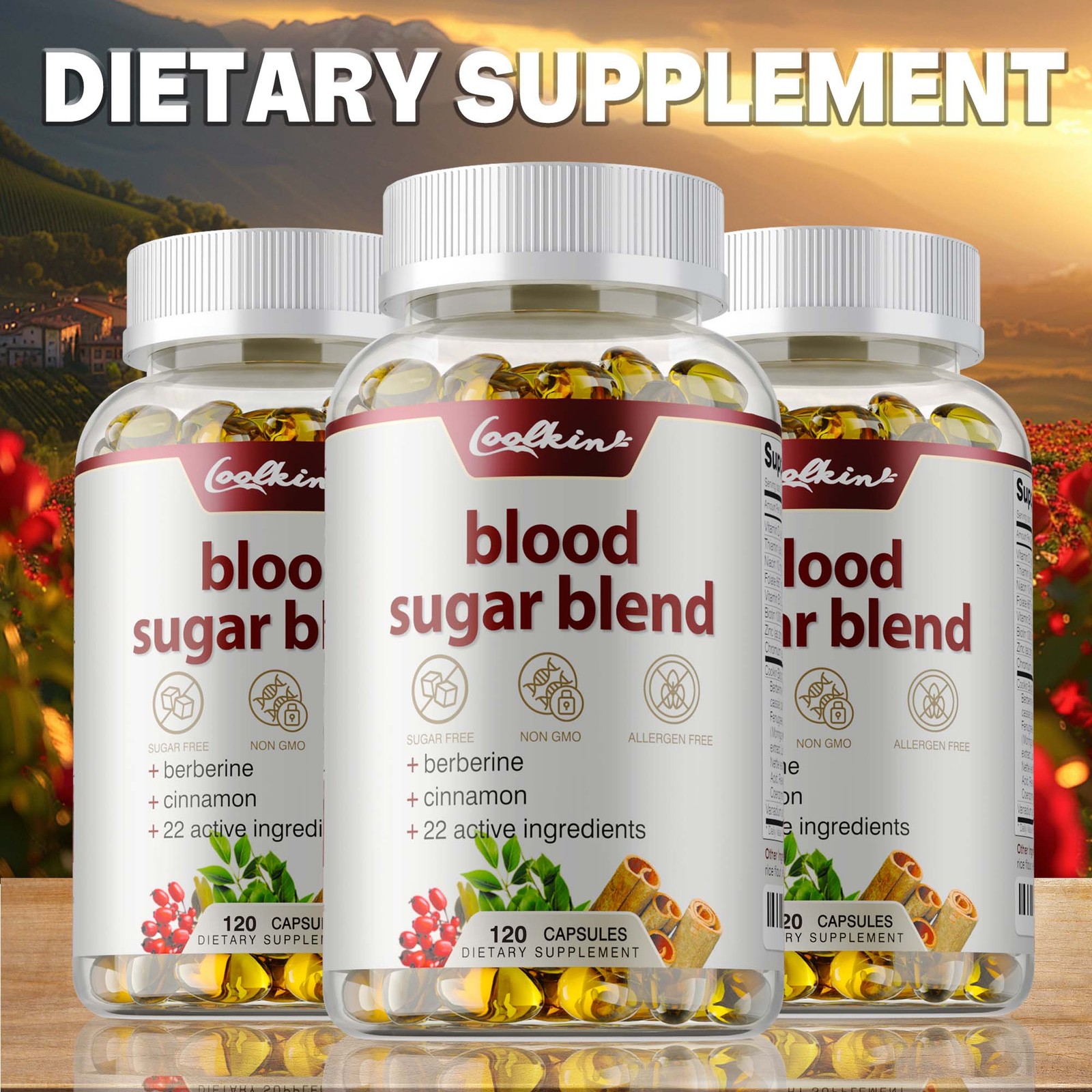 Blood Sugar Blend 800mg – with Berberine & Cinnamon – Glucose Balance & Control
