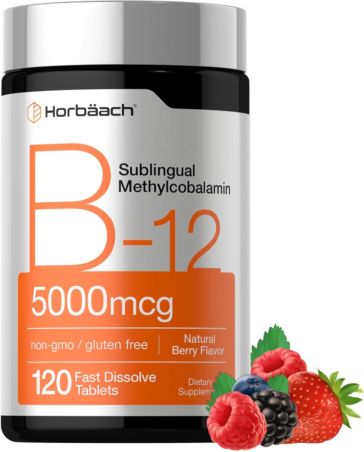 Horbäach B12 Vitamin 5000 mcg | 120 Fast Dissolve Tablets | Sublingual Methylco