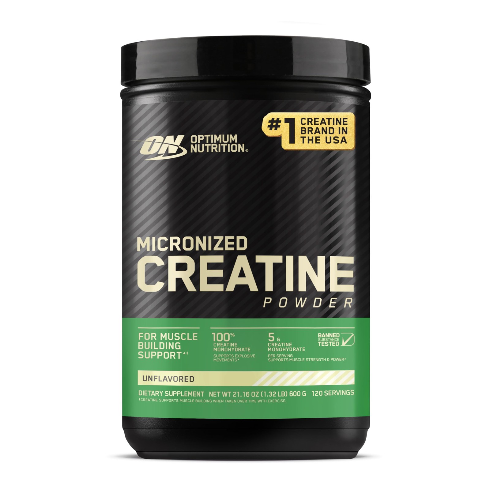 Creatine Monohydrate Powder 600G Unflavored 120 Servings Optimum Nutrition Grams