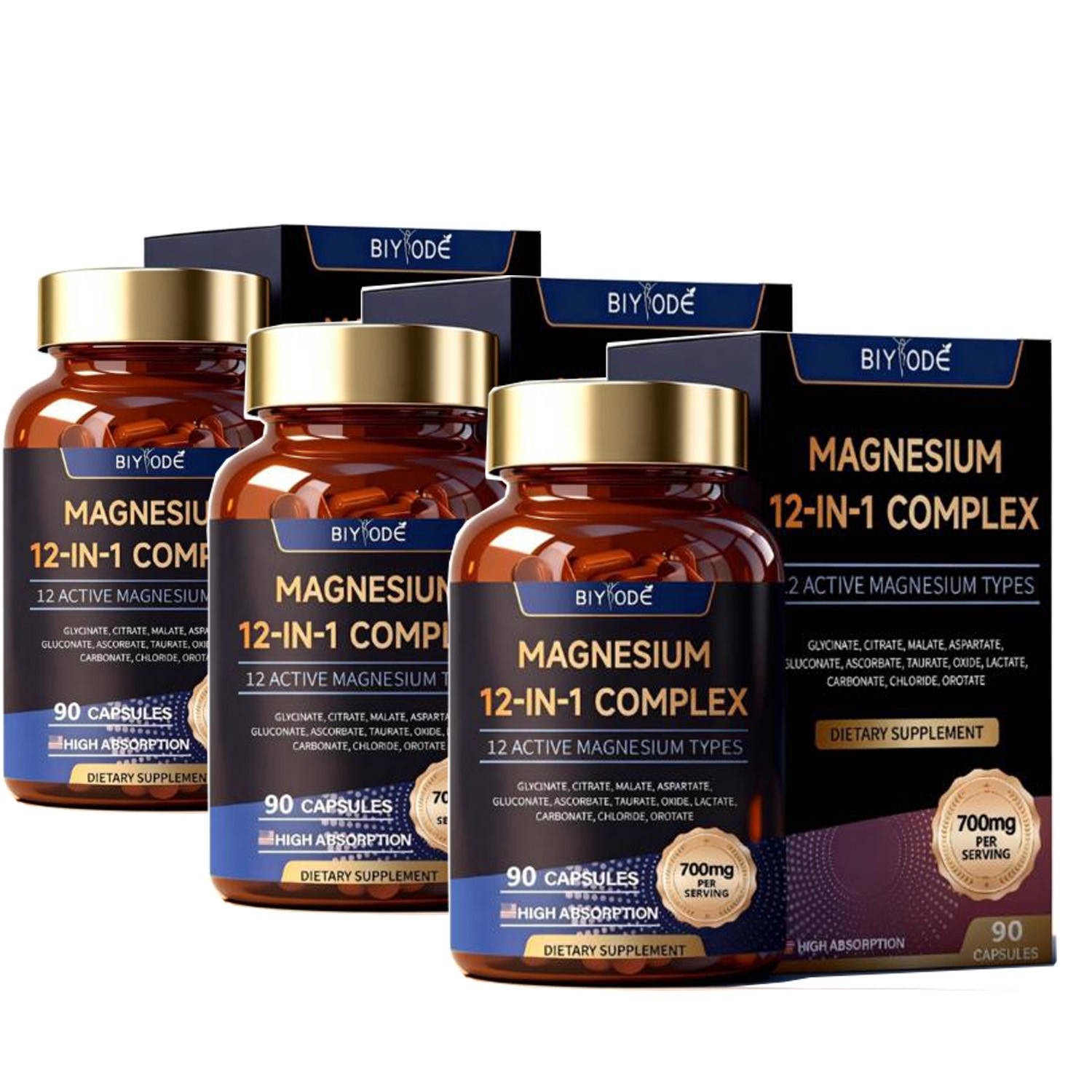 12 in 1 Magnesium Complex 700mg – Glycinate Citrate Malate Taurate Daily Support