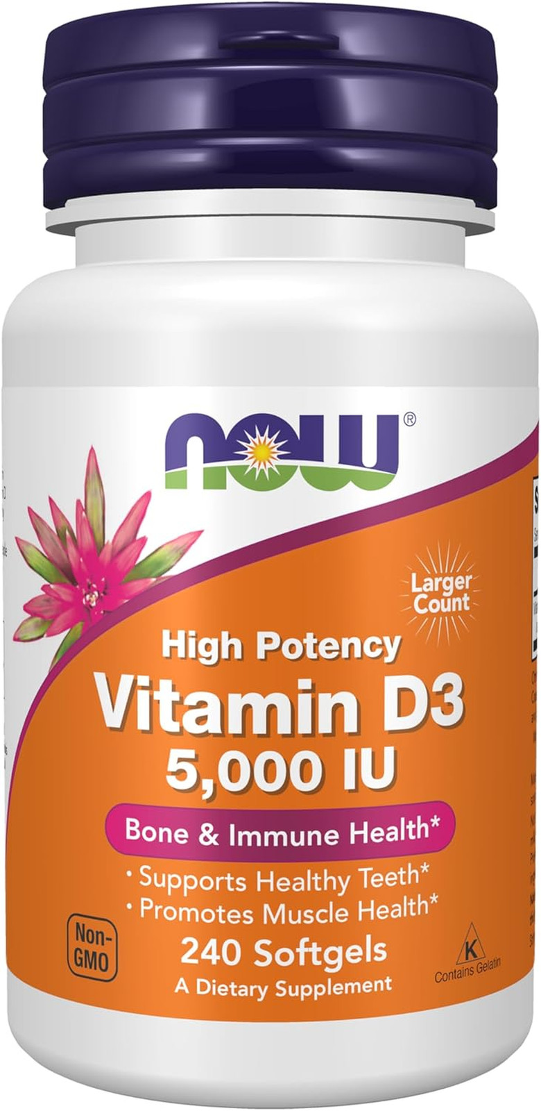 Supplements, Vitamin D-3 5,000 IU, High Potency, Structural Support*, 240 Softge