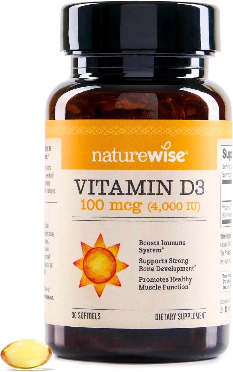 Vitamin D3 4000Iu (100 Mcg) Healthy Muscle Function & Immune Support 30 Softgels