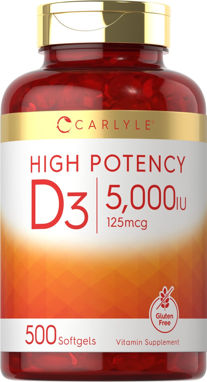 Carlyle Vitamin D3 5000 IU Softgels | 500 Count | Value 500 (Pack of 1)